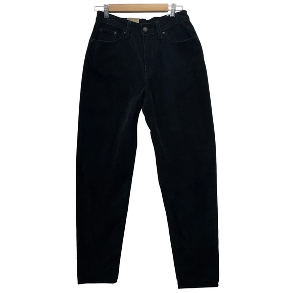 Levis High Waisted Corduroy Mom Jeans Black Womens Size 28x29 Irregular - Picture 1 of 16